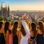 Celebrating in Barcelona's sunset glow